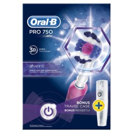 Oral-B Pro 750 3D Λευκό-Ροζ Χρώμα & Δώρο θήκη Ταξι