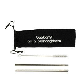 Boobam Boobamstraw Metal Wide Titanium Silver Ατσά