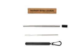 Boobam Straw Pocket Black Μαύρο Καλαμάκι 1 τεμάχιο