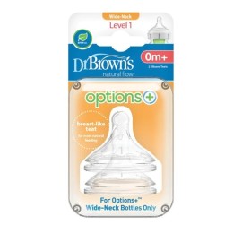 Dr. Browns Options+ Θηλή Σιλικόνης 0m+ Με Φαρδύ Λ
