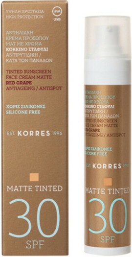 Korres Tinted Sunscreen Face Cream Matte Red Grape