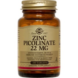 SOLGAR ZINC PICOLINATE 22MG 100TAB