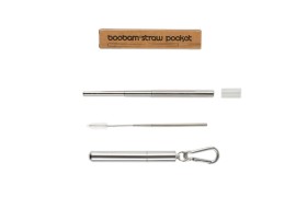 Boobam Straw Pocket Silver Ασημί Καλαμάκι 1 τεμάχι